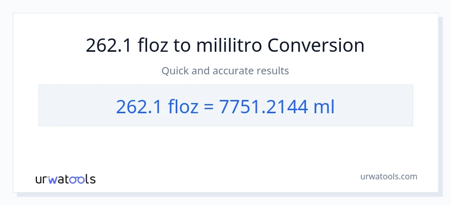 262.1 mga onsa ng likido patungong mga mililitro na conversion