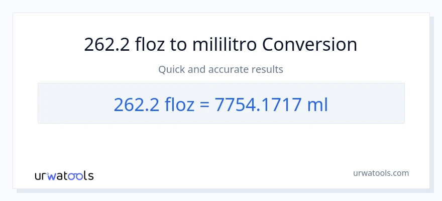 262.2 mga onsa ng likido patungong mga mililitro na conversion