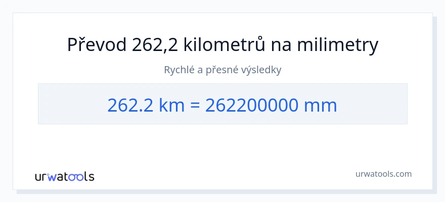 Konverze z kilometry na milimetry: 262.2
