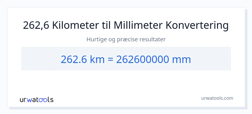 262.6 kilometer til millimeter konvertering