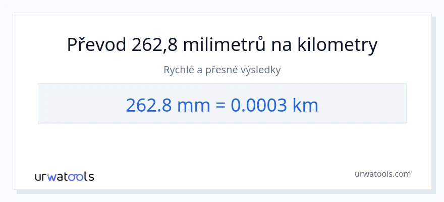 Konverze z milimetry na kilometry: 262.8