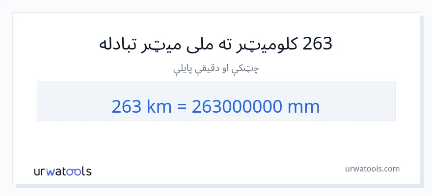 263 کیلومتره ته ملی متره بدلون