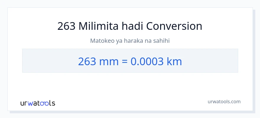 Ubadilishaji wa 263 milimita hadi kilomita
