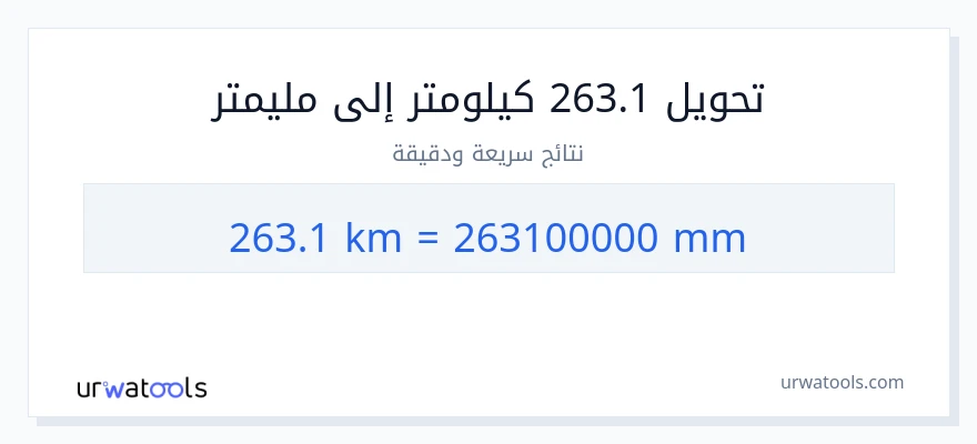 التحويل من 263.1 كيلومترات إلى مليمترات