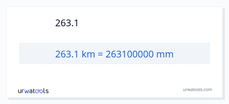 263.1 કિલોમીટર થી મિલીમીટર રૂપાંતર