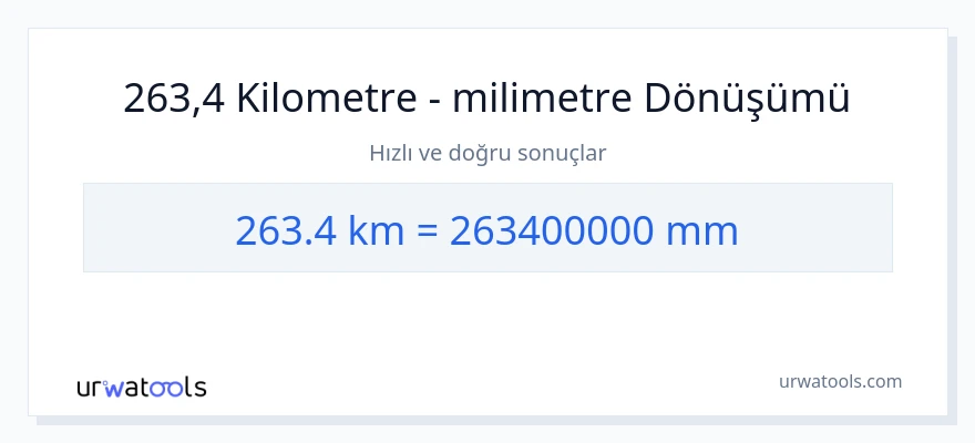 263.4 kilometre'den milimetre'e dönüşüm
