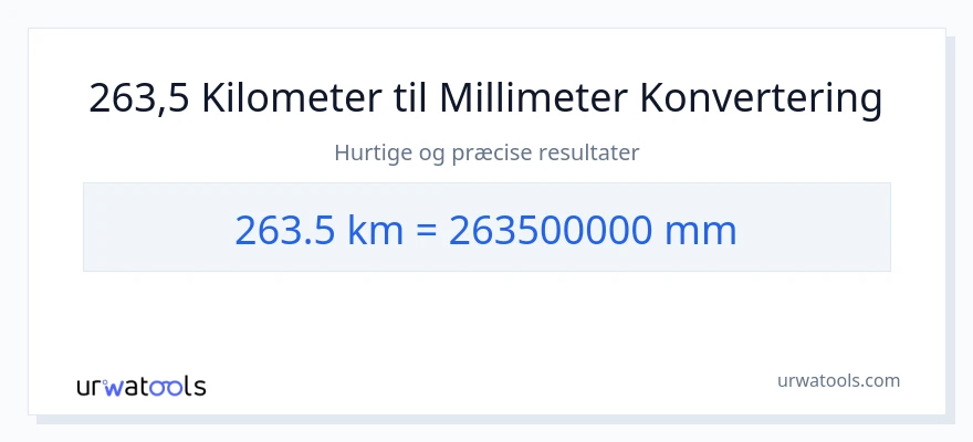 263.5 kilometer til millimeter konvertering