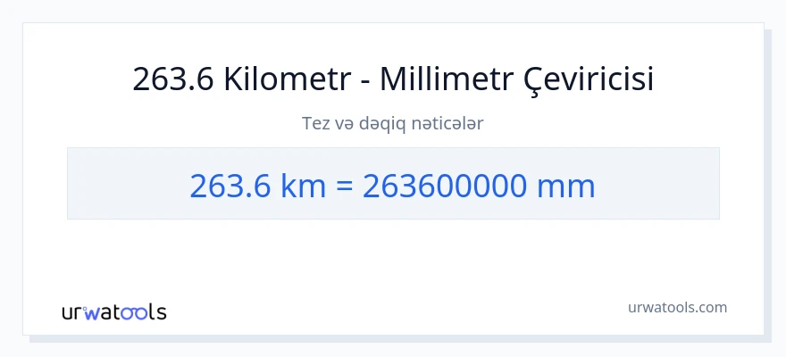 263.6 kilometr-dən millimetr-ə çevrilmə