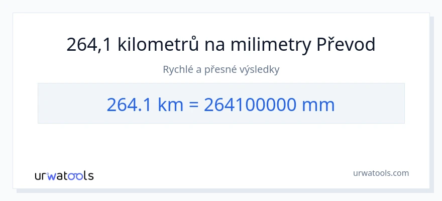 Konverze z kilometry na milimetry: 264.1
