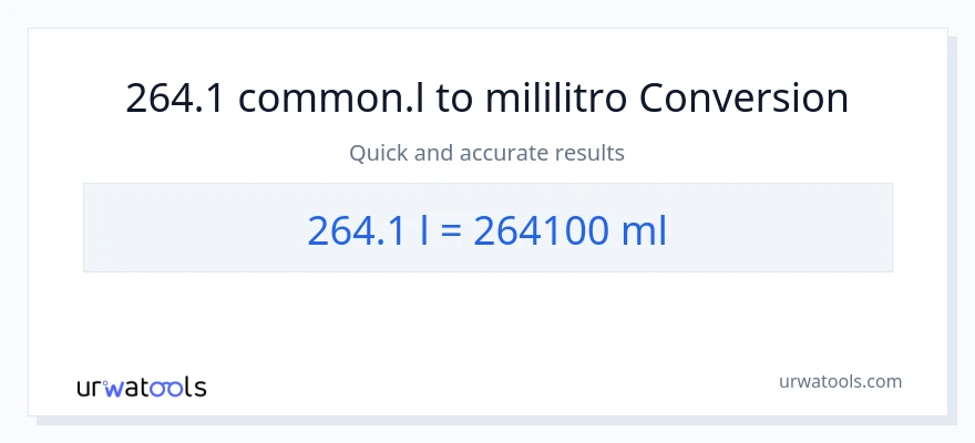 264.1 Liters patungong mga mililitro na conversion