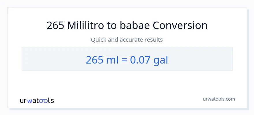 265 mga mililitro patungong Mga galon na conversion