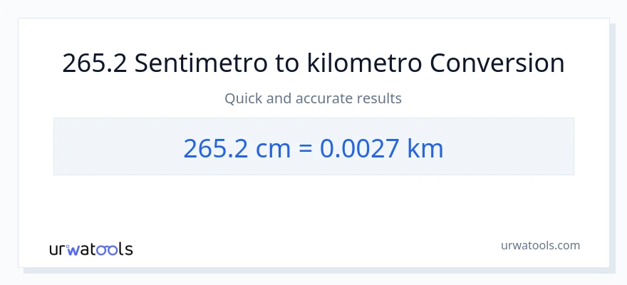 265.2 Mga Sentimetro patungong Kilometro na conversion