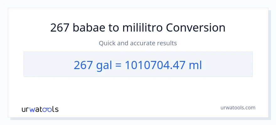 267 Mga galon patungong mga mililitro na conversion