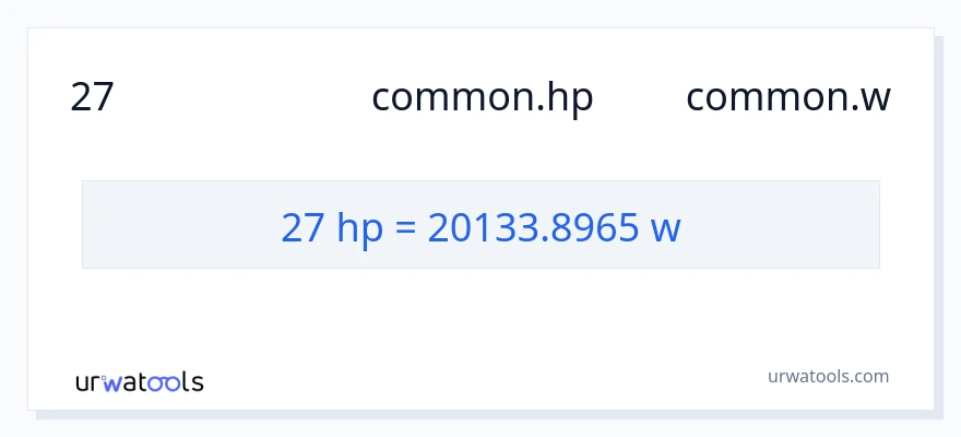 การแปลง 27 แรงม้า เป็น วัตต์