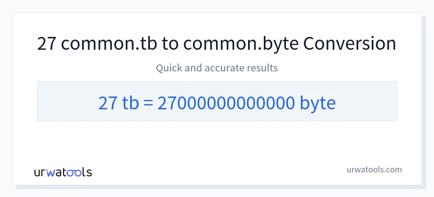 27 Terabytes 到 Bytes 轉換