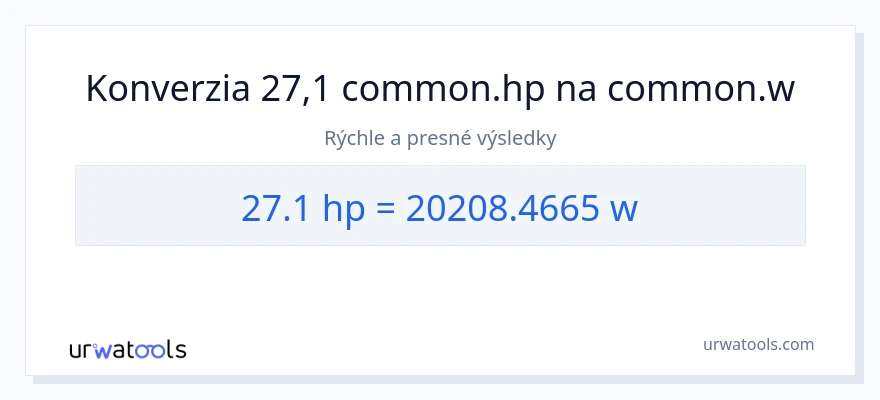 Konverzia z konská sila na watty: 27.1