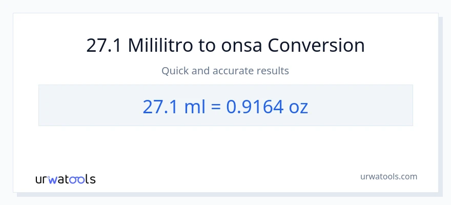 27.1 mga mililitro patungong Mga onsa na conversion