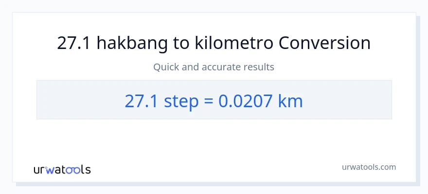27.1 mga hakbang patungong Kilometro na conversion