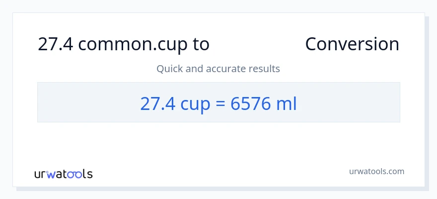 27.4 કપ થી મિલીલીટર રૂપાંતર