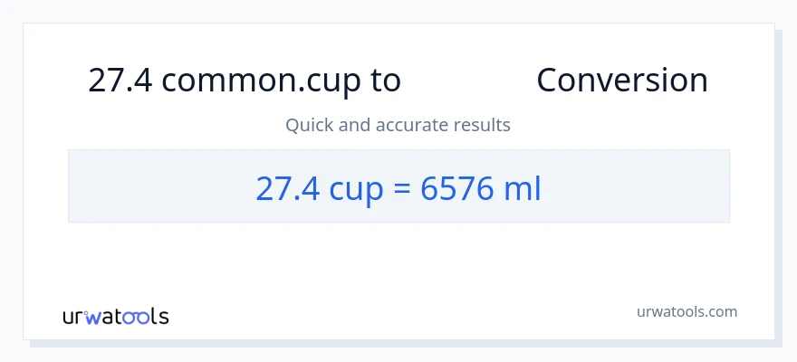 การแปลง 27.4 ถ้วย เป็น มิลลิลิตร