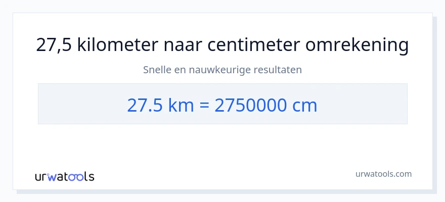 27.5 kilometers naar centimeters conversie