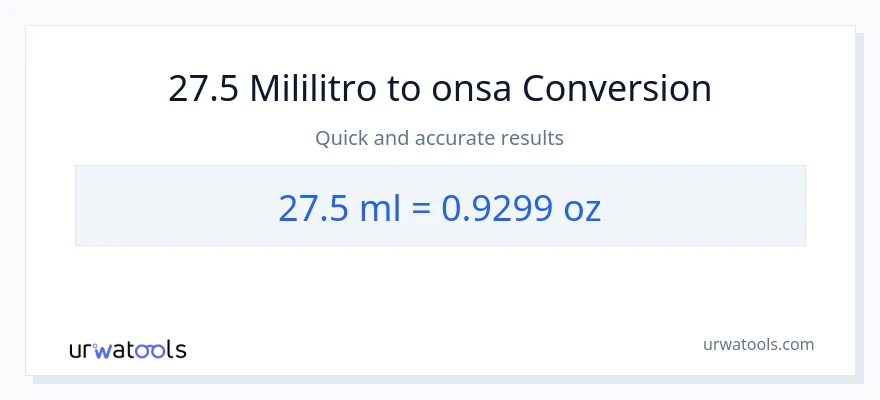 27.5 mga mililitro patungong Mga onsa na conversion