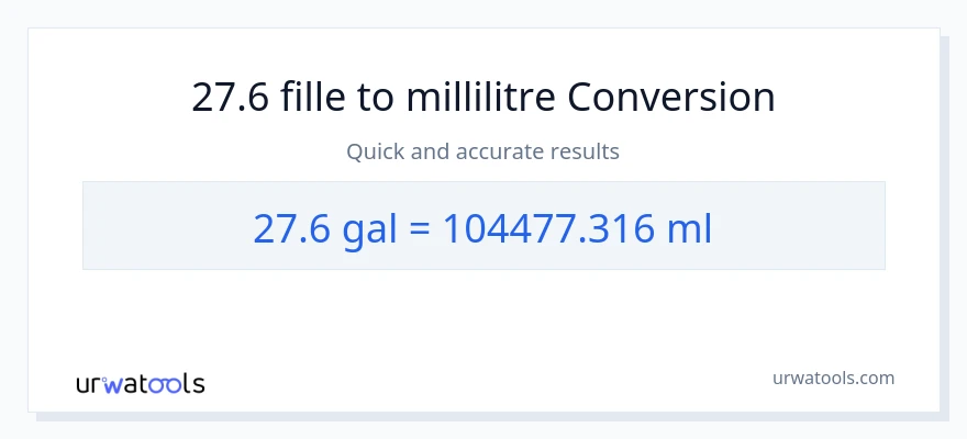 Conversion 27.6 Gallons vers millilitres