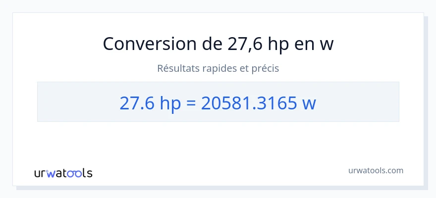 Conversion 27.6 chevaux-vapeur vers watts