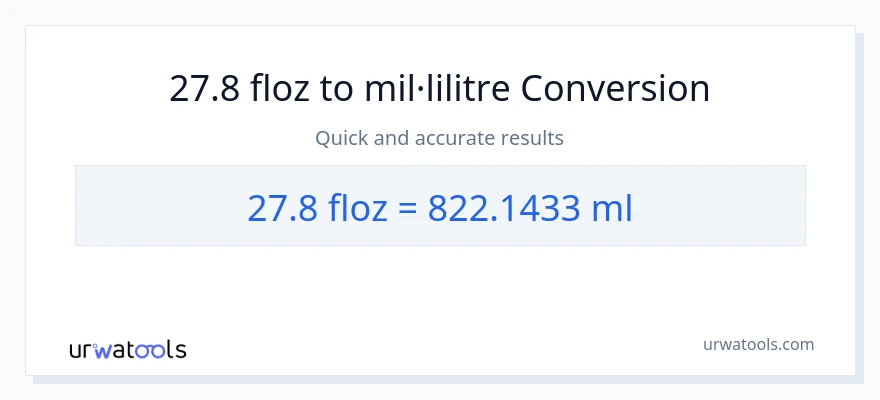 Conversió de 27.8 unces fluides a mil·lilitres