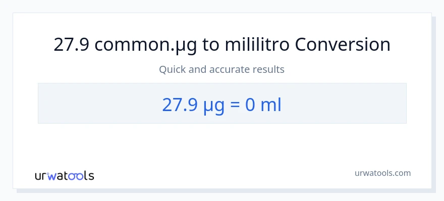 27.9 mga mikrogramo patungong mga mililitro na conversion