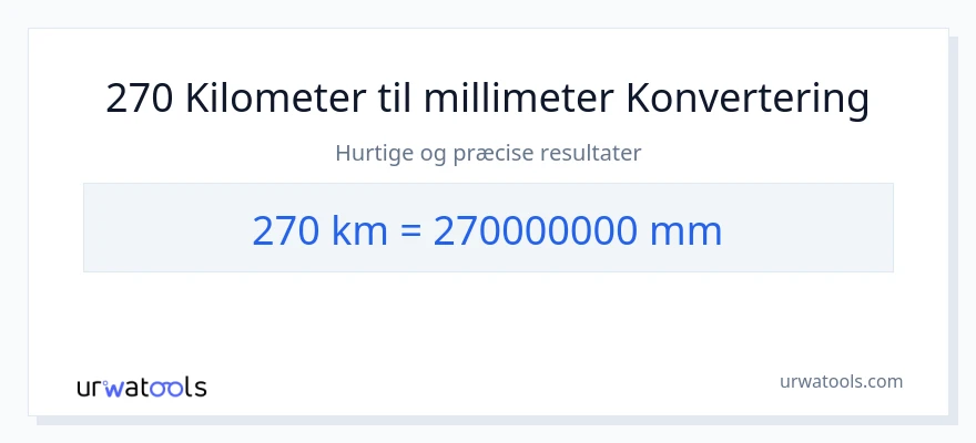 270 kilometer til millimeter konvertering