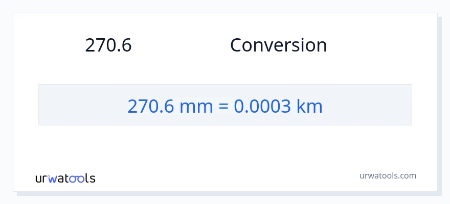 การแปลง 270.6 มิลลิเมตร เป็น กิโลเมตร