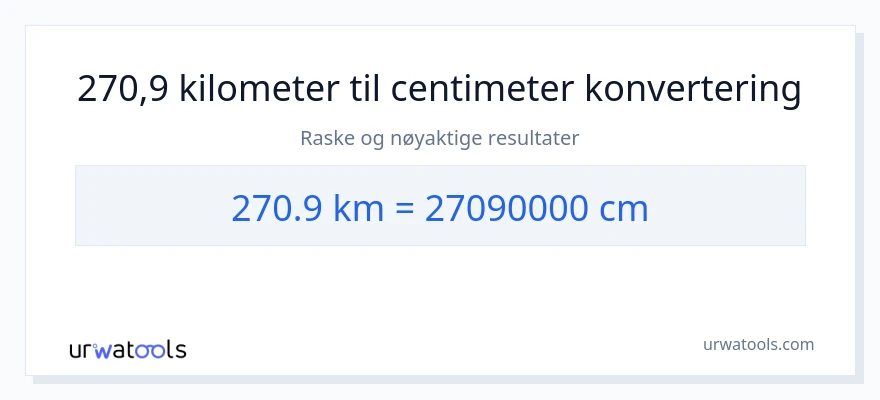 270.9 kilometer til Centimeter konvertering