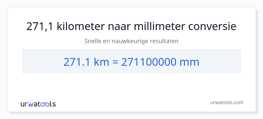 271.1 kilometers naar millimeters conversie