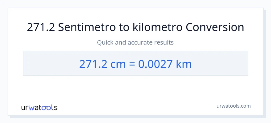 271.2 Mga Sentimetro patungong Kilometro na conversion