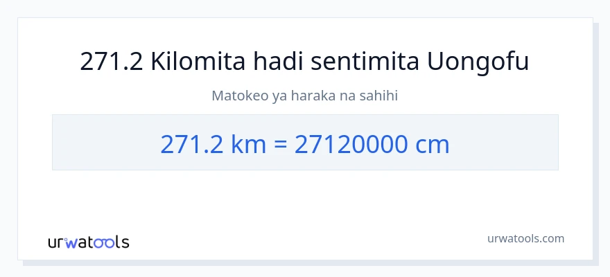 Ubadilishaji wa 271.2 kilomita hadi Sentimita
