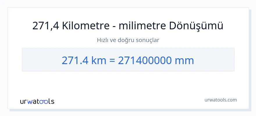 271.4 kilometre'den milimetre'e dönüşüm