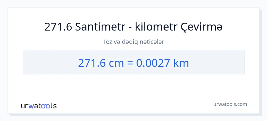 271.6 Santimetr-dən kilometr-ə çevrilmə