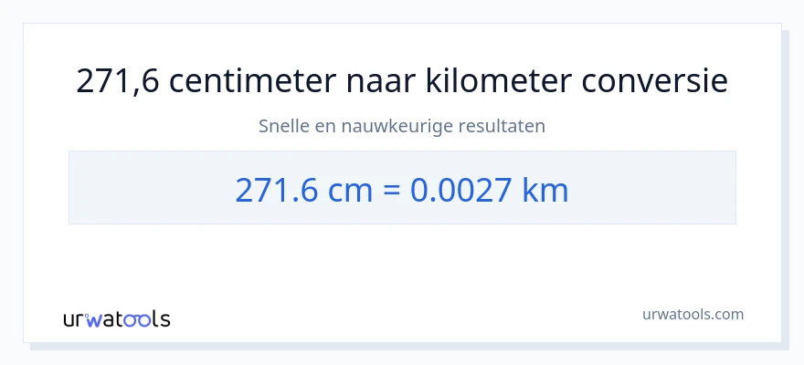 271.6 centimeters naar kilometers conversie