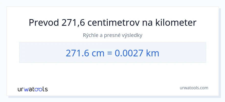 Konverzia z Centimetre na kilometre: 271.6