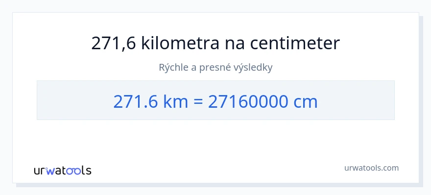 Konverzia z kilometre na Centimetre: 271.6