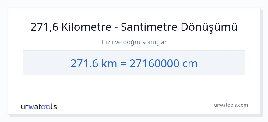 271.6 kilometre'den Santimetre'e dönüşüm