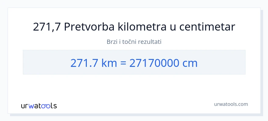 Konverzija od kilometara do Centimetri: 271.7