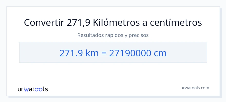 Conversión de 271.9 kilómetros a Centímetros