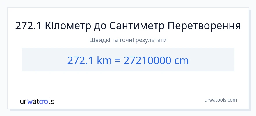 Конверсія з кілометри у Сантиметри: 272.1