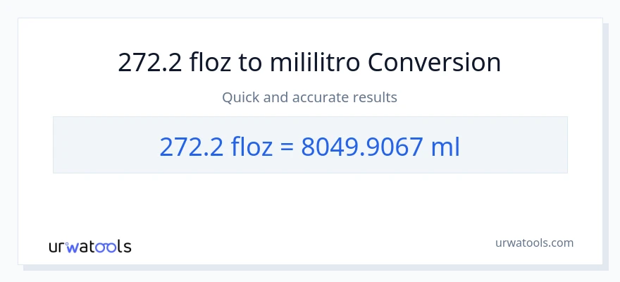 272.2 mga onsa ng likido patungong mga mililitro na conversion