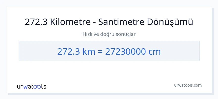 272.3 kilometre'den Santimetre'e dönüşüm