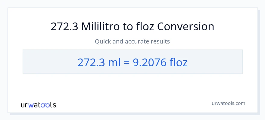272.3 mga mililitro patungong mga onsa ng likido na conversion