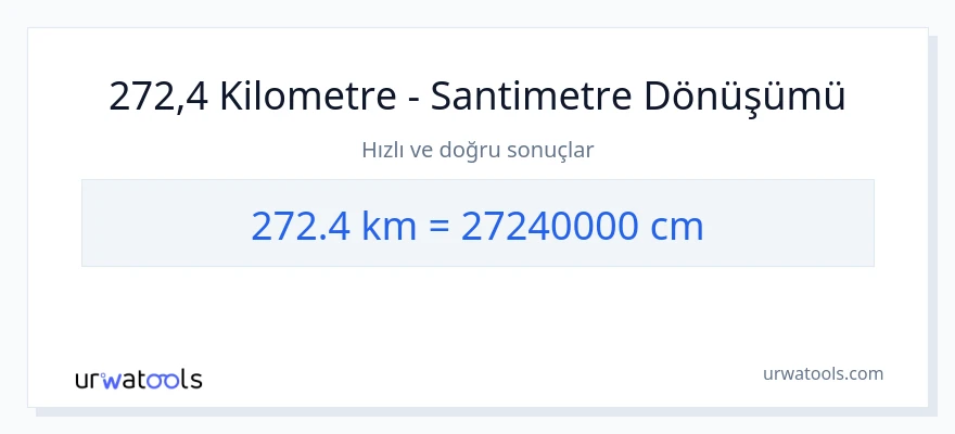 272.4 kilometre'den Santimetre'e dönüşüm