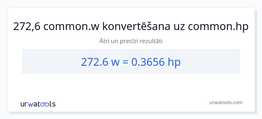 272.6 vati uz zirgspēki konversiju